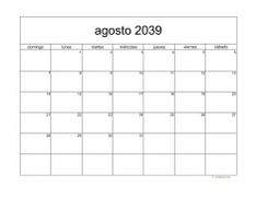 calendario agosto 2039 05