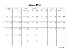 calendario febrero 2039 01