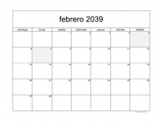calendario febrero 2039 05