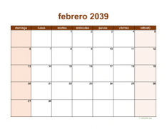calendario febrero 2039 06