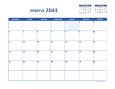 calendario enero 2043 02