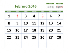 calendario febrero 2043 03