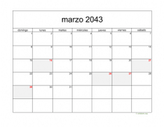 calendario marzo 2043 05
