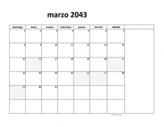 calendario marzo 2043 08