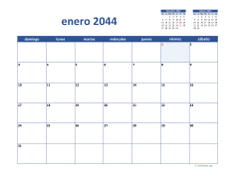 calendario enero 2044 02