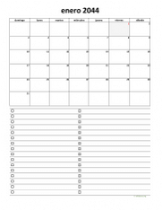 calendario enero 2044 07
