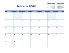 calendario febrero 2044 02
