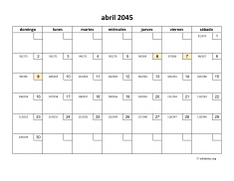 calendario abril 2045 01