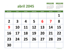 calendario abril 2045 03