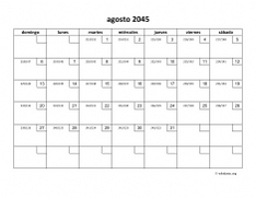 calendario agosto 2045 01