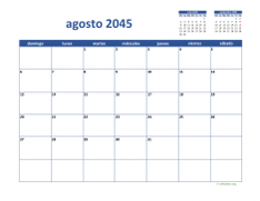 calendario agosto 2045 02