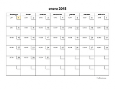 calendario enero 2045 01