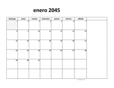 calendario enero 2045 08
