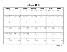 calendario febrero 2045 01