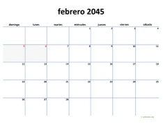 calendario febrero 2045 04