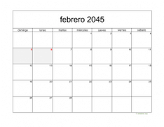 calendario febrero 2045 05