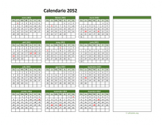 Calendario de México del 2052 01