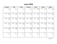calendario mensual 2054 01