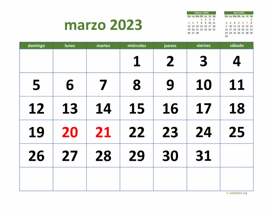 Calendario Marzo 2023 De México