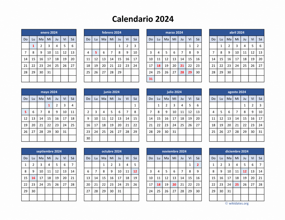 2024 Printable Yearly Calendar Mexico Holidays 2024 CALENDAR PRINTABLE