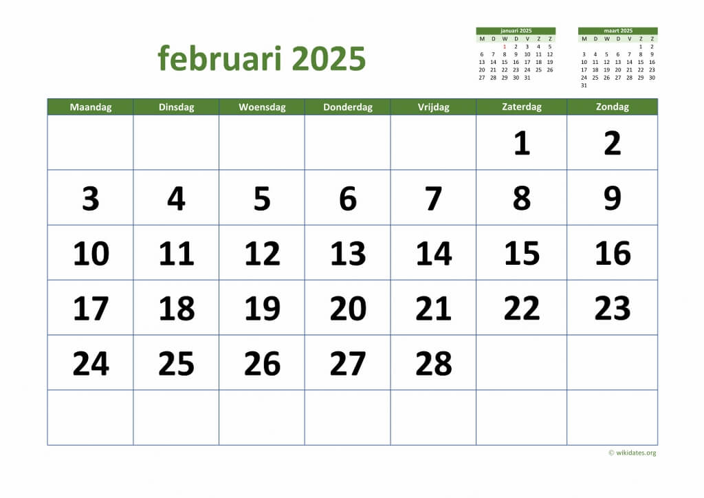 Kalender Februari 2025 Niederlande