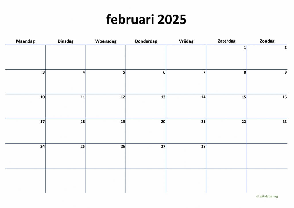 Kalender Februari 2025 Niederlande