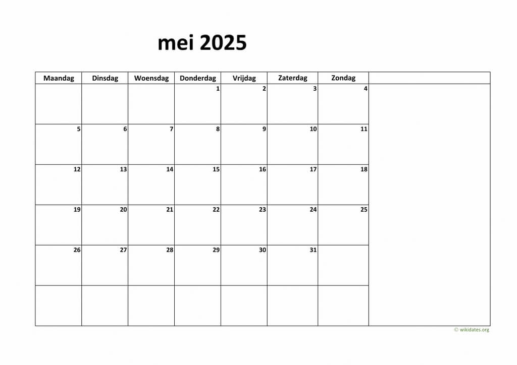Kalender Mei 2025 Niederlande