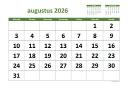 Kalender Augustus 2026 Niederlande 03