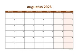 Kalender Augustus 2026 Niederlande 06