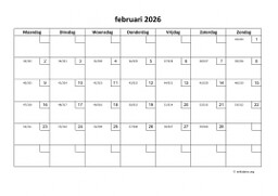 Kalender Februari 2026 Niederlande 01