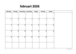 Kalender Februari 2026 Niederlande 08