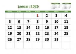 Kalender Januari 2026 Niederlande 03