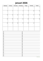 Kalender Januari 2026 Niederlande 07