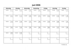 Kalender Juni 2026 Niederlande 01