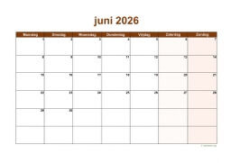Kalender Juni 2026 Niederlande 06