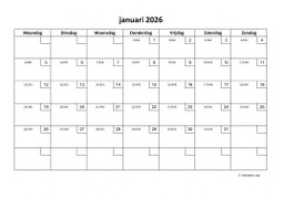 Maandkalender 2026 Niederlande 01