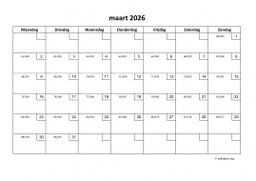 Kalender Maart 2026 Niederlande 01