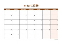 Kalender Maart 2026 Niederlande 06