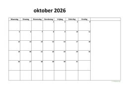 Kalender Oktober 2026 Niederlande 08