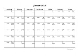 Maandkalender 2028 Niederlande 01