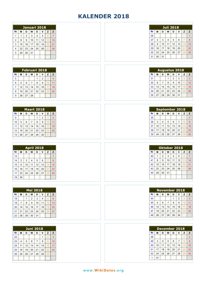 Kalender 2018