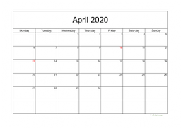 Calendar April 2020 for UK 05