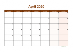 Calendar April 2020 for UK 06