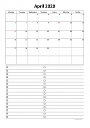 Calendar April 2020 for UK 07