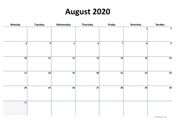 Calendar August 2020 for UK 04