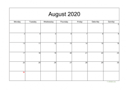 Calendar August 2020 for UK 05