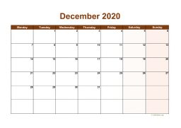 Calendar December 2020 for UK 06