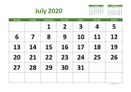 Calendar July 2020 for UK 03