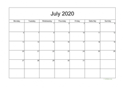 Calendar July 2020 for UK 05