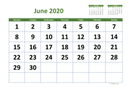Calendar June 2020 for UK 03